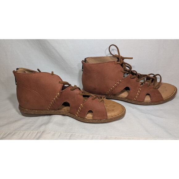 Born Womens Nea Red Ridge Nubuck Sandals Sz 8 39 Clay Boho Artisanal Gladiator - Picture 1 of 8